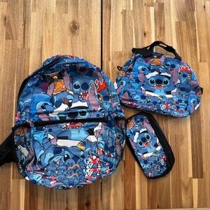 Disney Stitch School Backpack Lunchbag and pencil case travel bag